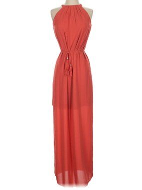 WHBM Coral Halter Maxi Dress Size 10 | Wedding Guest Vacation Resort